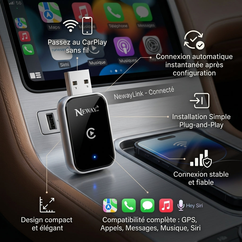 Adaptateur CarPlay Sans Fil USB NewayLink