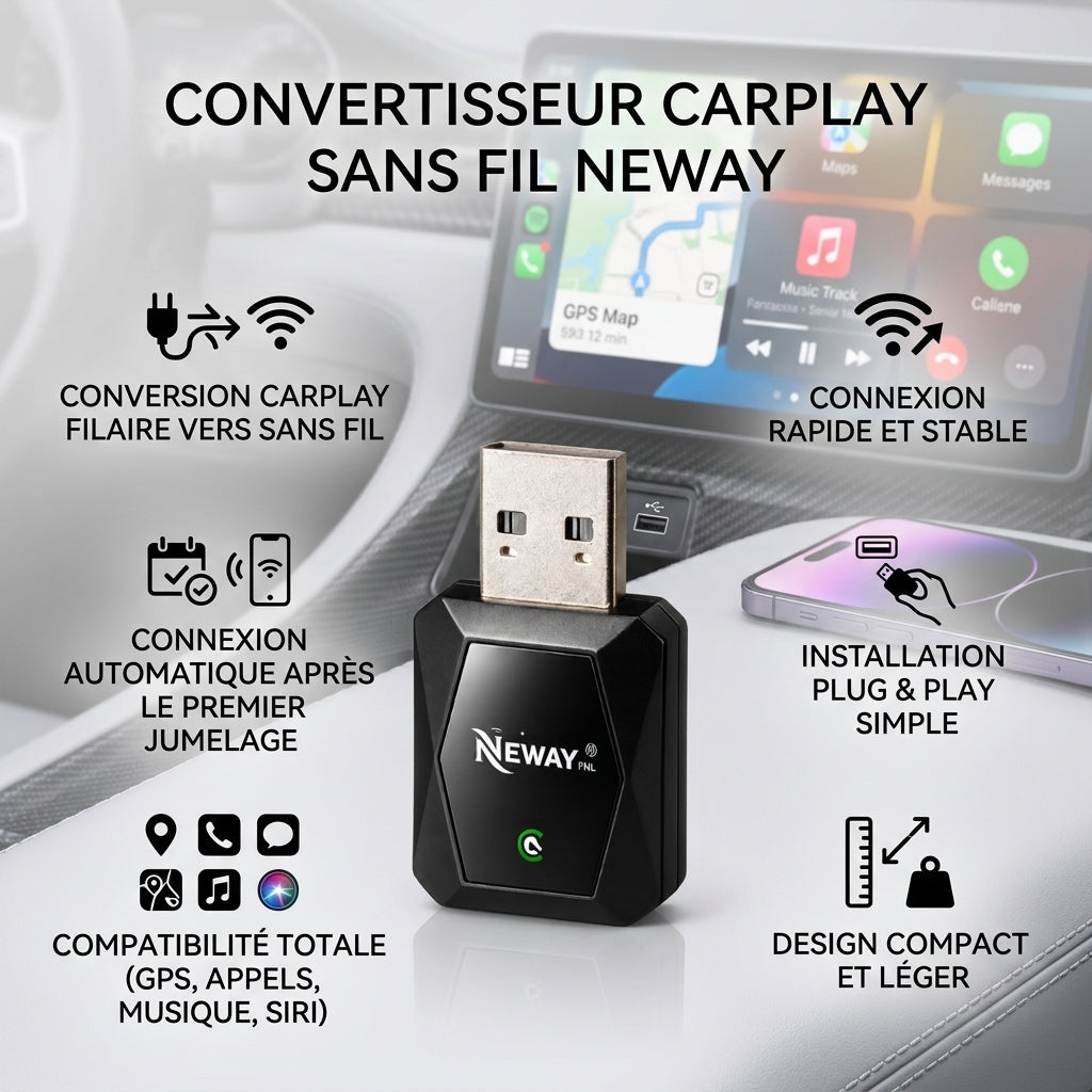 Adaptateur CarPlay Sans Fil USB NewayLink